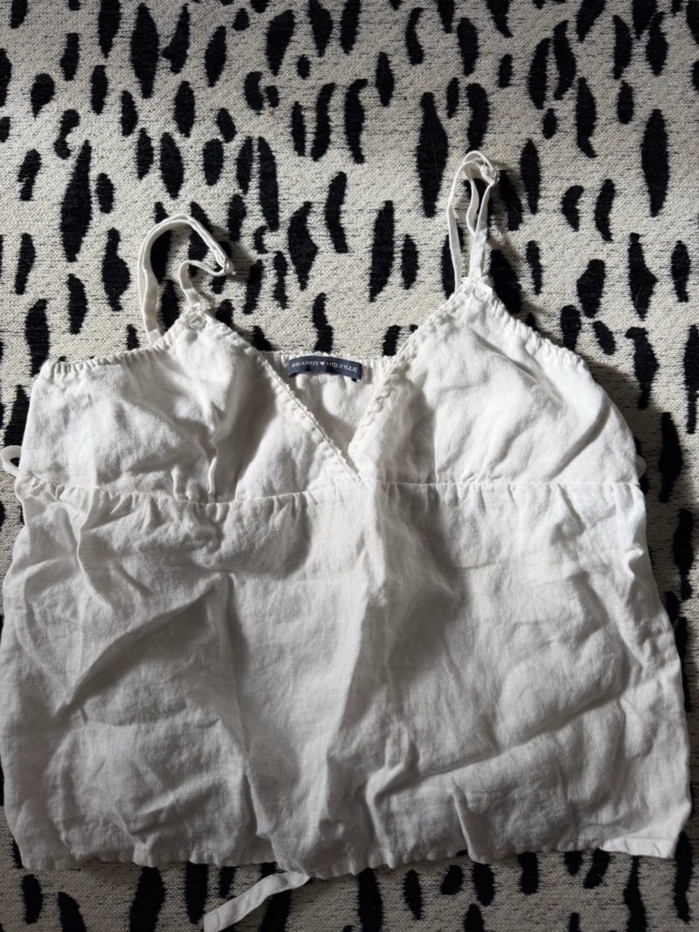 Brandy Melville White Linen Spaghetti Strap Camisole